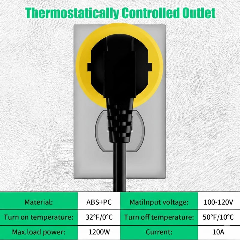 Makevivi Store Yellow Thermostatically Controlled Outlet - On at 32°F/Off at 50 °F, Thermostat Plug Outlet, Auto Close, for Chicken Water Coop Heater Heated Water Bowl Bird Bath Deicer Roof Cable (2 Pcs) - Image 4